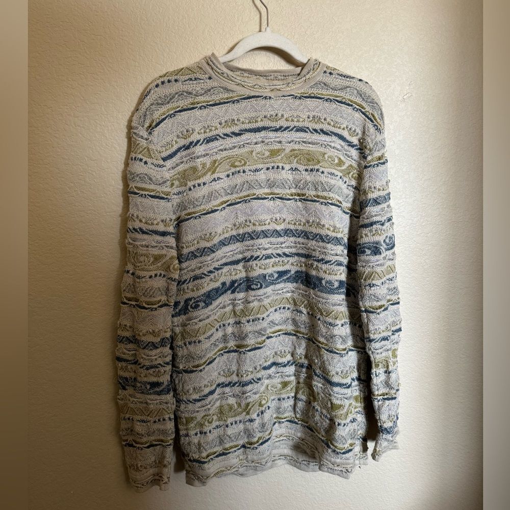 COOGI Australia 3D Knit Sweater Size XL Lightweight Earthy Colors‎